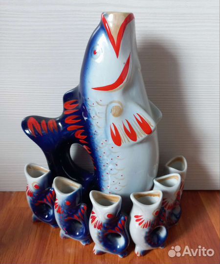 Набор графин и рюмки Рыбки СССР