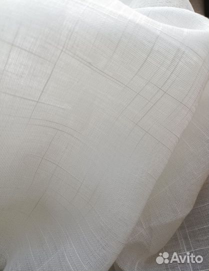 Тюль белый под лён, белый, с утяжелителем