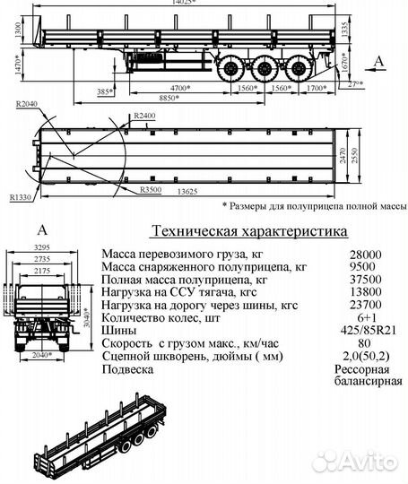 Полуприцеп бортовой ЧМЗАП 99064, 2024