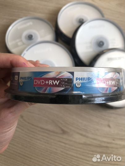 Диск болванка чистый Philips DVD+RW, 10шт упаковка