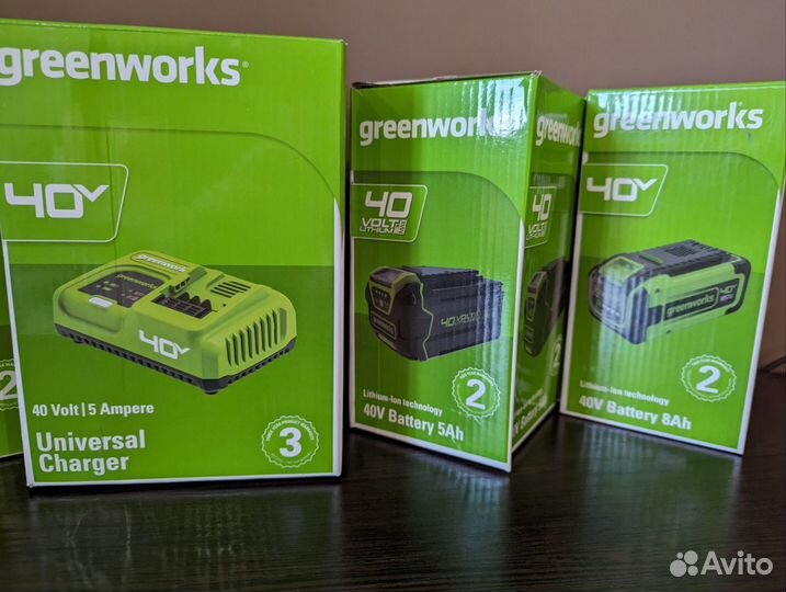 Аккумуляторы и зарядные Greenworks 40V и 24V