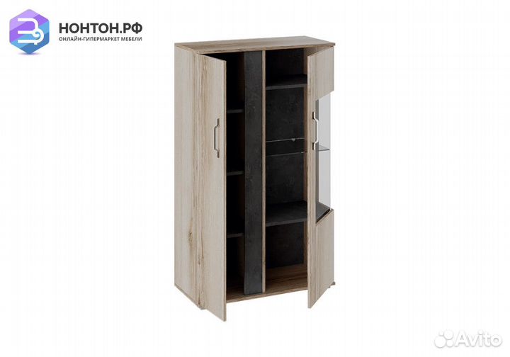 Витрина комбинированная Брайтон камень / дуб делан