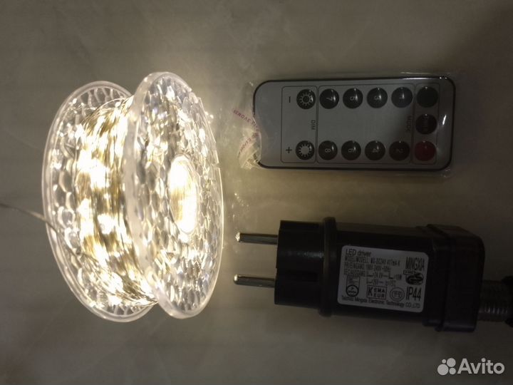 Гирлянда нить роса зеленый провод