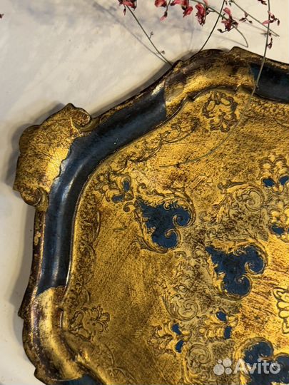 Ваза олово 45 см, поднос флорентийский антикварные