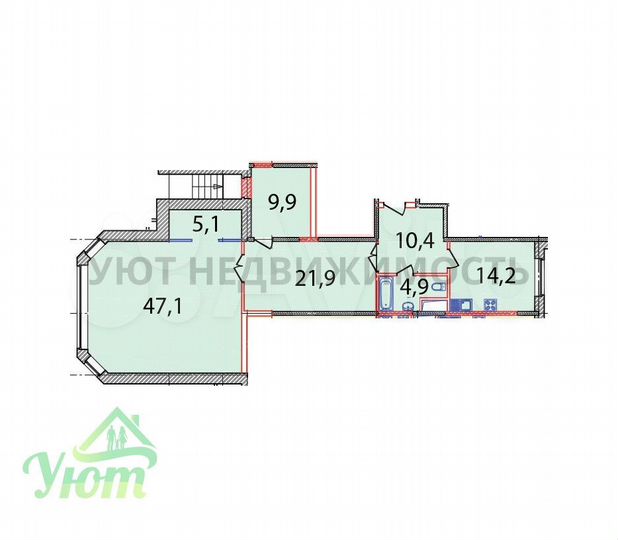 3-к. квартира, 115,2 м², 1/10 эт.