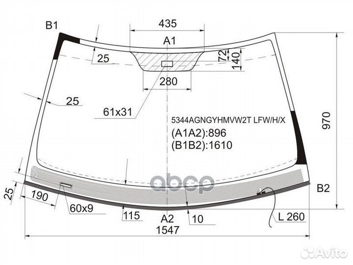 Стекло лобовое с обогревом щеток + дд (совместн