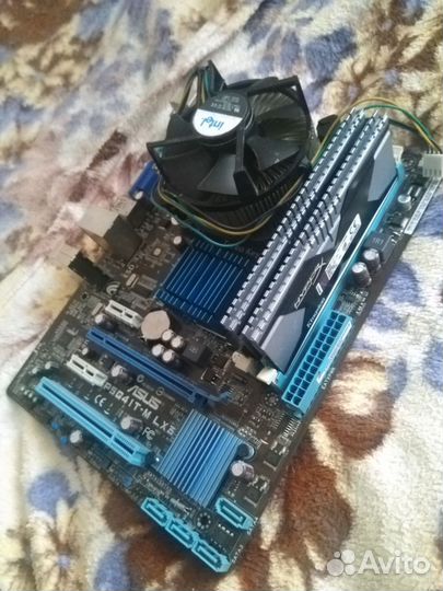 Материнская плата, кулер, 2 оперативки, процессор