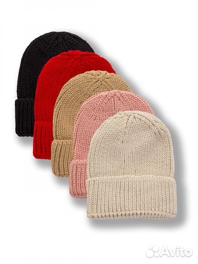 Двойная теплая шапка мелкой вязки Оптом t-8480