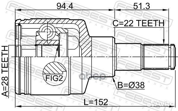 0711-RM415LH ШРУС внутренний левый к-кт28X38X2