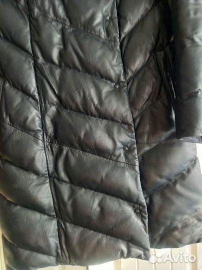 Кожаное зимнее пальто отделка чернобуркой