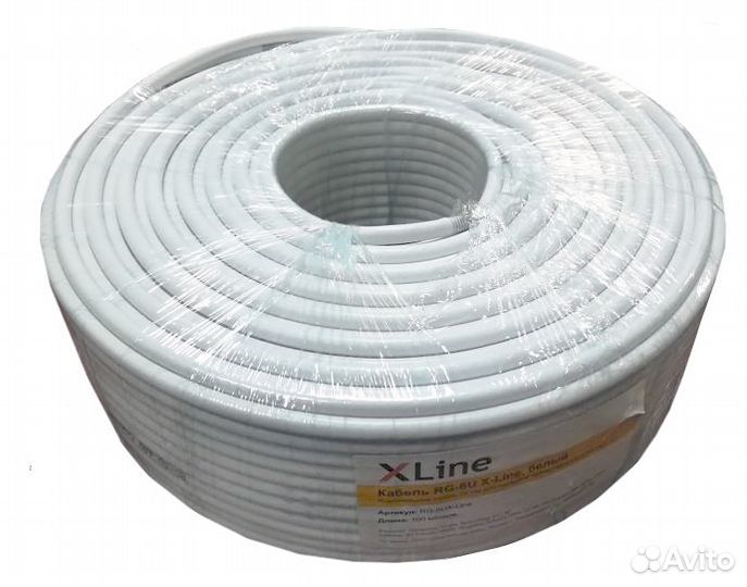 Кабель коаксиальный RG-6U X-Line белый, 100м
