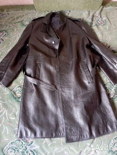 Кожаный плащ мужской