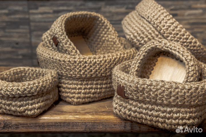 Комплект корзинок ручной работы из джута