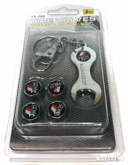 Колпачки на ниппеля - TRD (с ключом/черный) (Серый