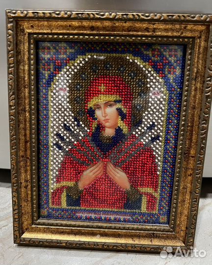 Икона вышитая биссером в раме