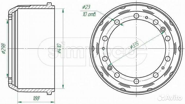 Тормозной барабан MAN TGA передний 410х180