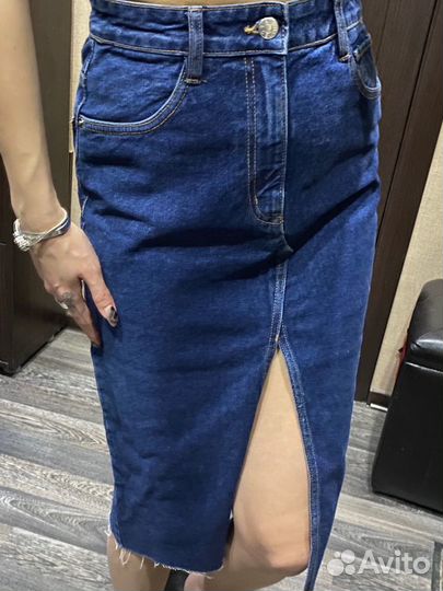 Джинсовая юбка Zara с разрезом