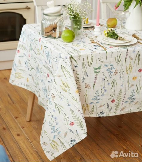 Скатерть хлопковая 149*180см Цветы