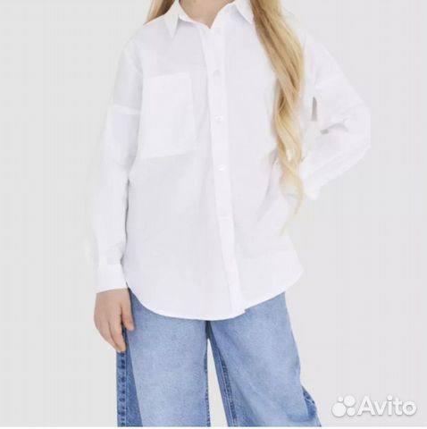 Рубашка белая оверсайз для девочки 152-158 2 шт