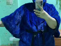 Шуба норковая кимоно-оверсайз с капюшоном Ог-138см