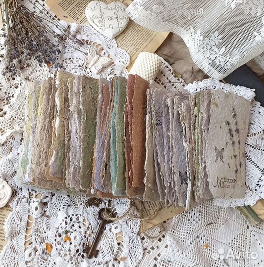 Открытки с лавандой из бумаги ручного литья