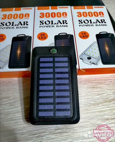 Внешний аккумулятор 30000 mah на солнечной батарее