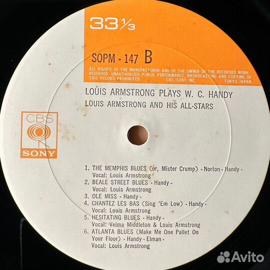 Louis Armstrong – Plays W.C. Handy (Япония 1974г.)