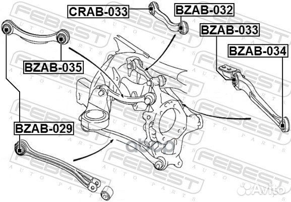 Сайлентблок задней поперечной тяги bzab-034 Febest