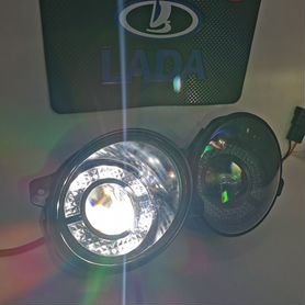 Лазерные bi-led туманки с дхо LADA Granta 3в1