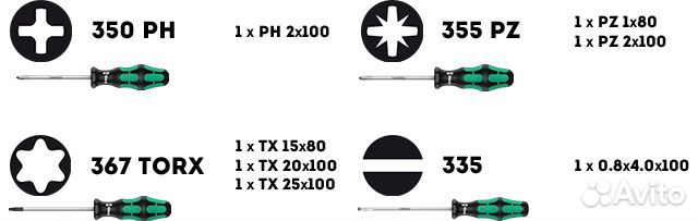 Набор отверток wera Kraftform Plus Lasertip 335/35