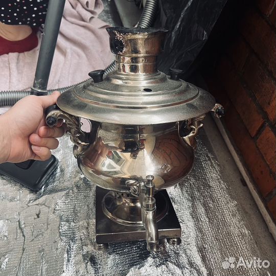 Самовар на дровах старинный латун