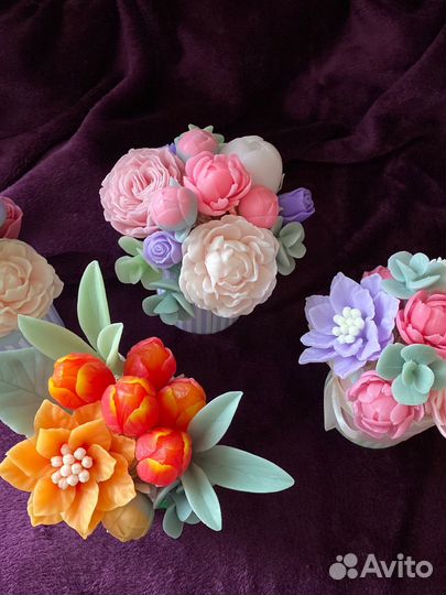 Мыло, ручная работа, цветы