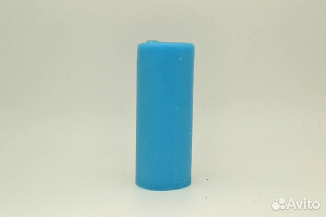 Свеча-столб восковая голубая, 10 см