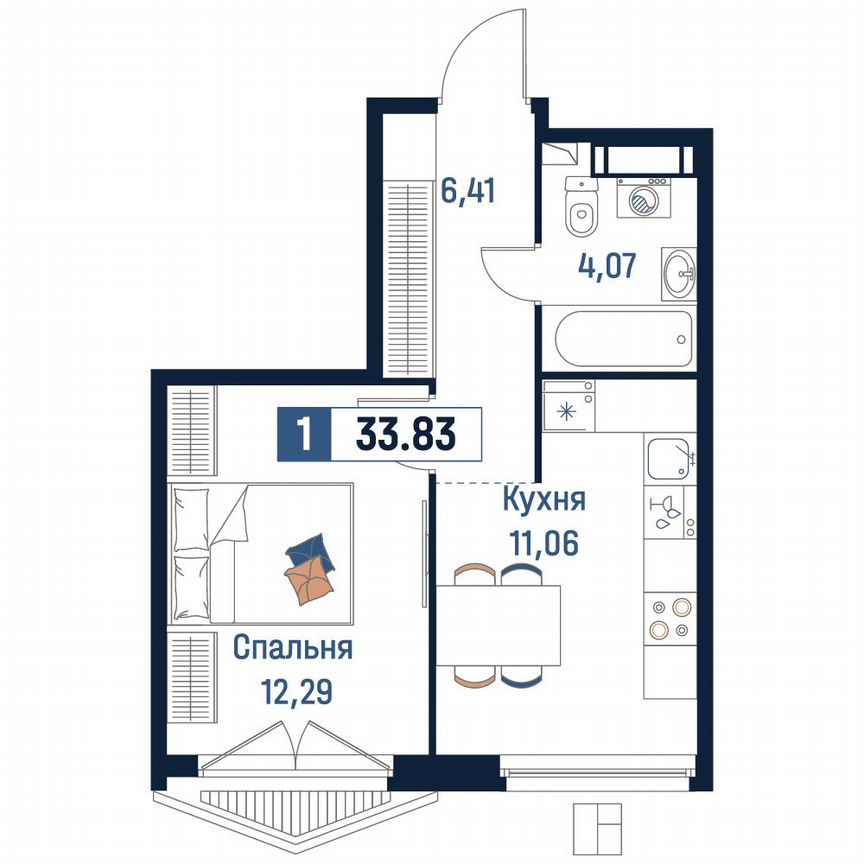 1-к. квартира, 33,8 м², 15/18 эт.