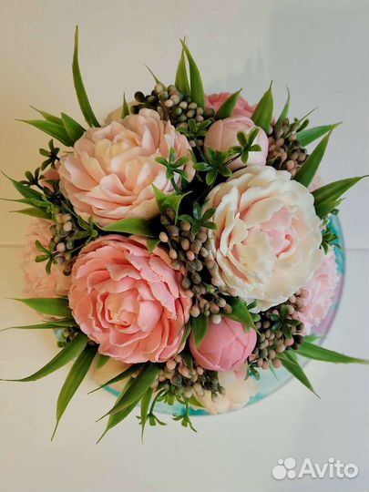 Букет пионов мыло ручной работы