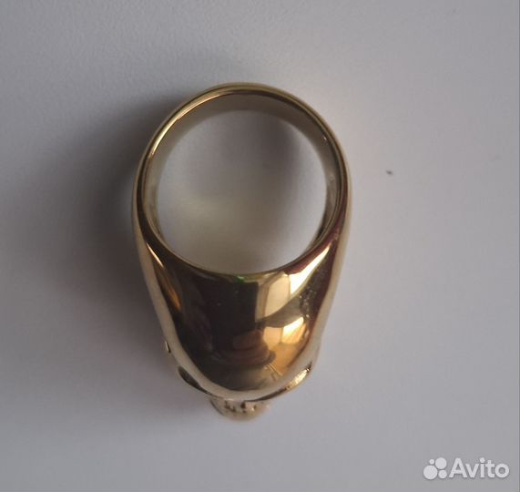 Перстень кольцо череп золотого цвета