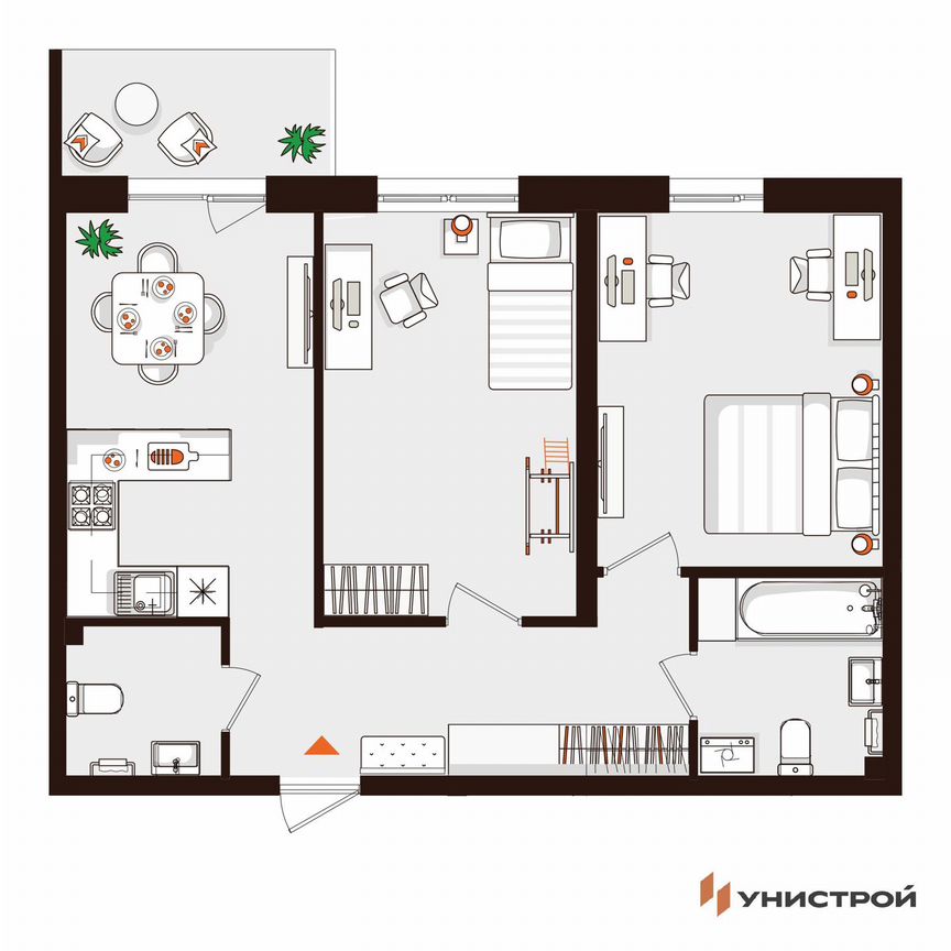 2-к. квартира, 60,7 м², 1/5 эт.