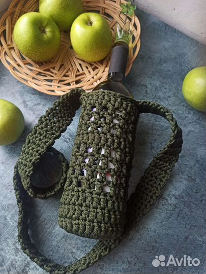 Вязаная сумка под бутылку, авоська