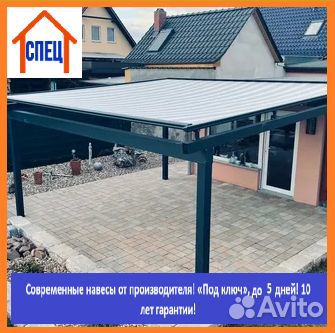 Односкатный навес из поликарбоната, 5 дней, 5,1х6