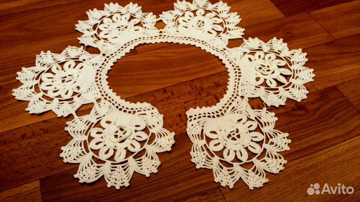 Вязанный воротник, ажурные вязанные салфетки