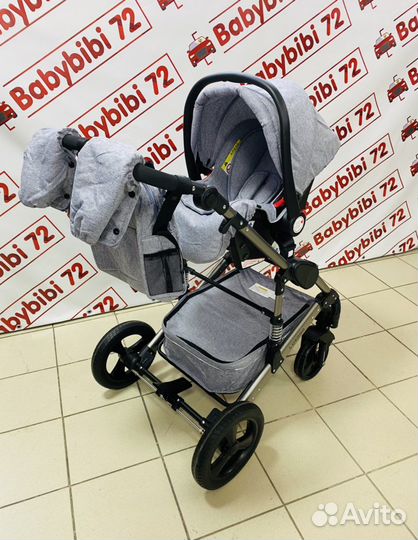 Коляска-трансформер 3 в 1 Luxmom 555 серый