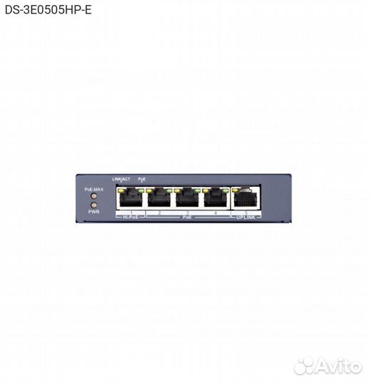 Коммутатор hikvision DS-3E0505HP-E 4-PoE Неуправля