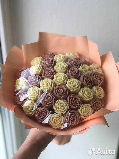 Букет сладкий съедобный. Шоколадные розы