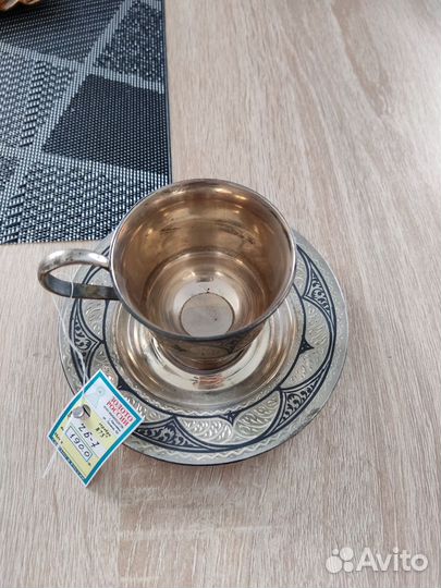 Чашка с блюдцем серебро