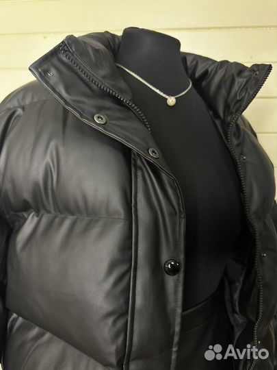 Пуховик. Куртка женская укороченая эко кожа