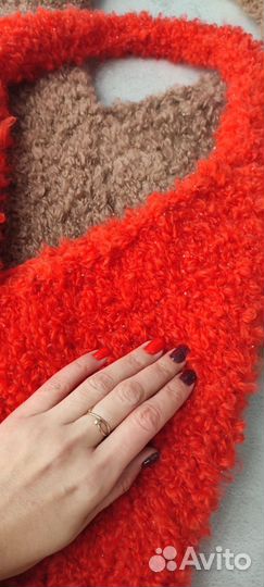 Сумка женская букле вязаная зимняя барашек