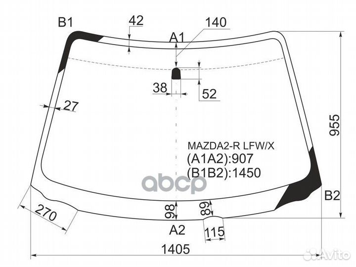 Стекло лобовое mazda demio 02-07 mazda2-R LFW/X