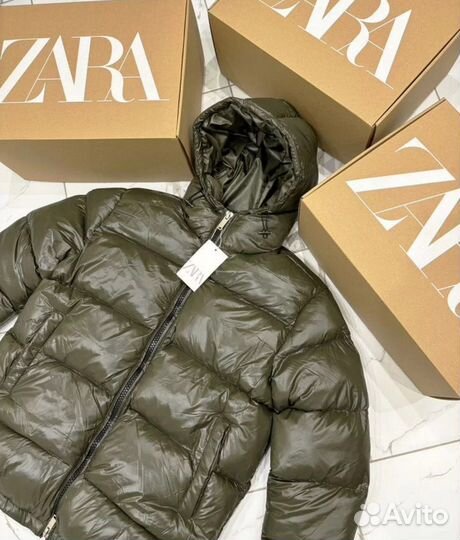 Пуховик Zara Moncler зелёный