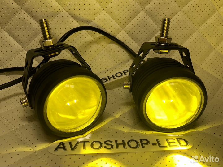 Фары LED Линзованные желтые белые
