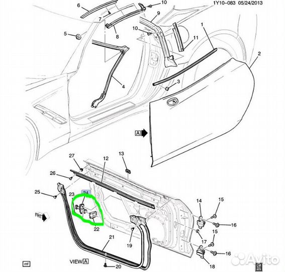 Ограничитель двери правый Chevrolet Corvette С7